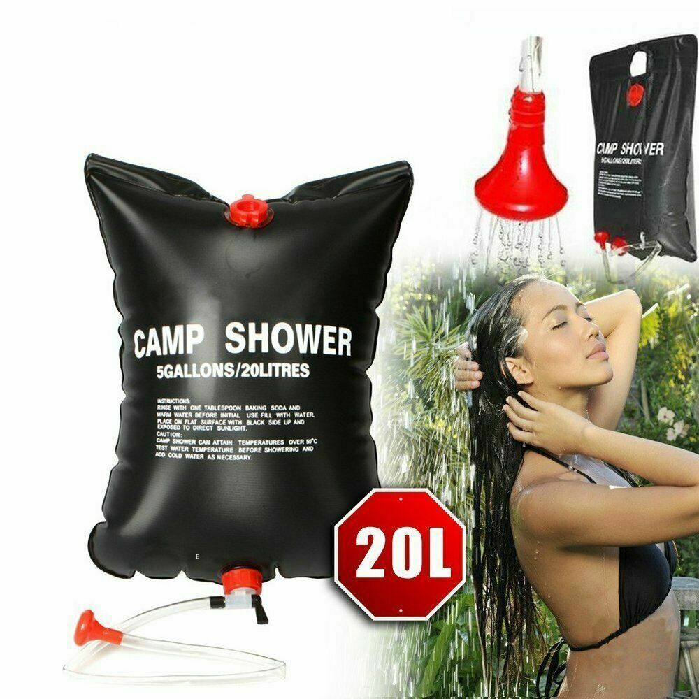 Douche Solaire Portable 20L Camping – Sac Douche Chauffant Avec Pommeau Pour Randonnée Plage Voyage
